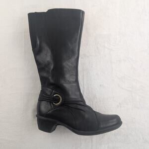 Clarks Wish Excite Knee High Leather Riding Boots Calf Extension Women's 8M